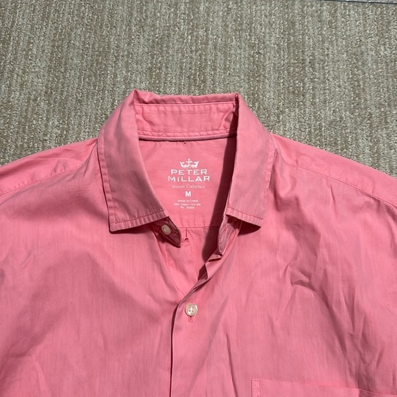 Peter Millar Men's Silk Cotton Shirt Pink M Long Sleeve Seaside Collection - Picture 3 of 9